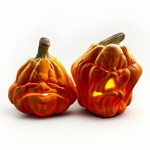 1995 Trendmasters RARE Foam Jack-O-Lantern Pair Squishy Face Tested Xtra Fuse